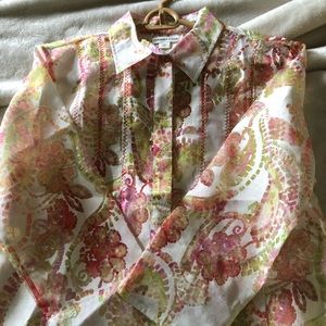 Watercolor floral button up top
